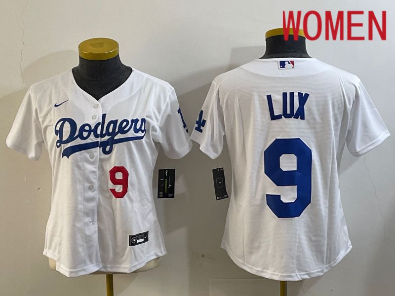 Women Los Angeles Dodgers #9 Lux White Game 2024 Nike MLB Jersey style 3